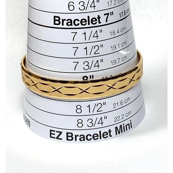 MONET Bracelet Bangle Edged Design Gold Tone 8” - Picture 5 of 8